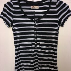 Hollister grey and white striped shirt size small
